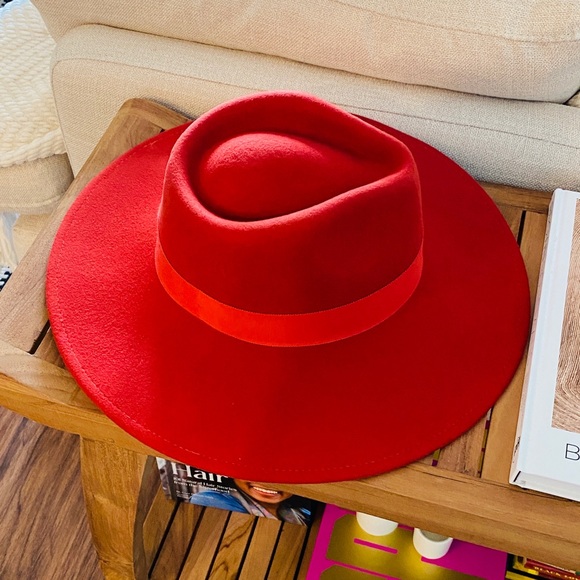 BRIXTON Structured Fedora Red Rancher Hat 100% Wool Can Be UNISEX  Size M - Picture 1 of 12